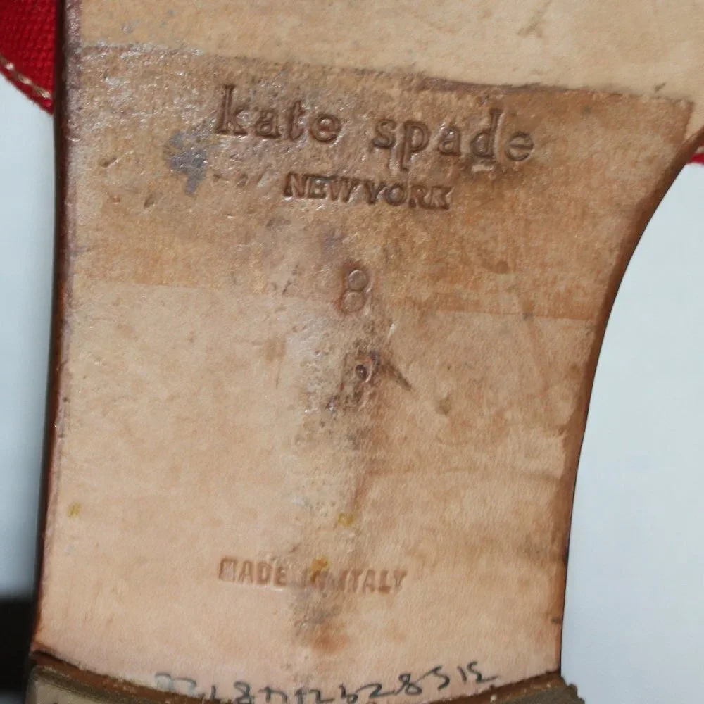 Vintage Kate Spade Leather and Red Canvas Slides - Picture 8 of 12
